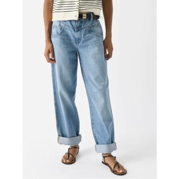 FRAME 90s Utility Loose High-Rise Straight-Leg Light Wash Jeans Women's sz. 27 - Picture 1 of 12